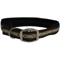 Zeez Memory Foam Padded Dog Collar Brown Ribbon 76cm