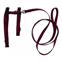 Prestige Pet Adjustable Cat/Puppy Harness w/ Leash 3/8 Inch Burgundy