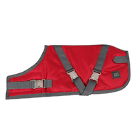 Zeez Supreme Waterproof Dog Coat Ruby Red/Grey 31cm Size 12