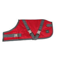 Zeez Supreme Waterproof Dog Coat Ruby Red/Grey 76cm Size 30