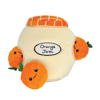 HugSmart Puzzle Hunter Food Party Orange Jam Interactive Plush Dog Squeaker Toy