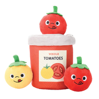 HugSmart Puzzle Hunter Food Party Tomato Can Interactive Dog Squeaker Toy