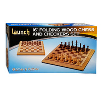 Launch Folding Wood Chess & Checkers Set 2-Players 16 Inch (CHS741243)