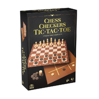 Cardinal Chess Checkers & Tic Tac Toe Double-Sided Gameboard (CLA315170)