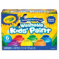 Crayola Washable Kids Water-Based Paint Non-Toxic 6 Pack (CRA54-1204)