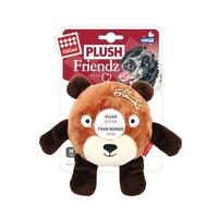 Gigwi Plush Friendz Dog Toy Rubber Ring Squeaker Bear Medium 