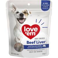 Love Em Air Dried Beef Liver Dog Training Treats 90g