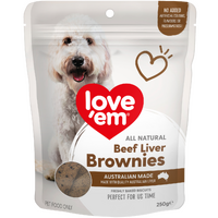 Love Em Dog Food Natural Beef Liver Brownie Treats 250g