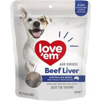 Love Em Air Dried Beef Liver Dog Training Treats 200g