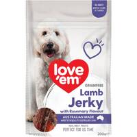 Love Em Grain Free Lamb Jerky w/ Rosemary Dog Treats 200g