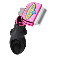 Furminator DeShedding Tool for Small Cats Long Hair Metallic Pink