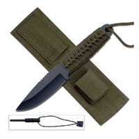 Survivor Drop Point Knife with Firestarter Black 203mm (K-HK-106C)