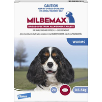 Milbemax Dog Under 5kg Broad Spectrum Allwormer Tablets 50 Pack