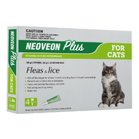 Neoveon Plus Spot-on Fleas & Lice Treatment Fast Acting for Cats 4 Pack