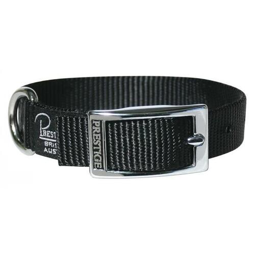 Prestige Pet Single Layer Nylon Adjustable Dog Collar Black 3/4 Inch x 41cm