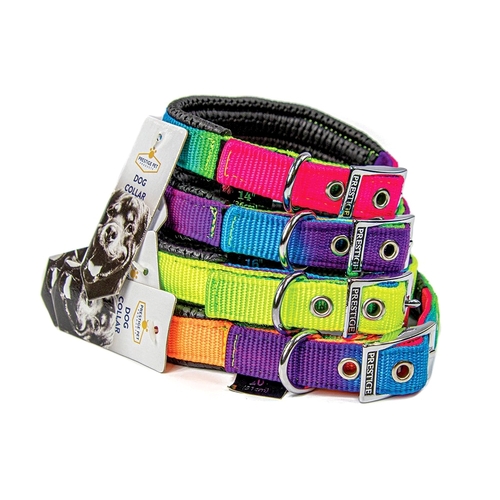 Prestige Pet Soft Padded Nylon Dog Collar Rainbow 3/4 x 18" 46cm