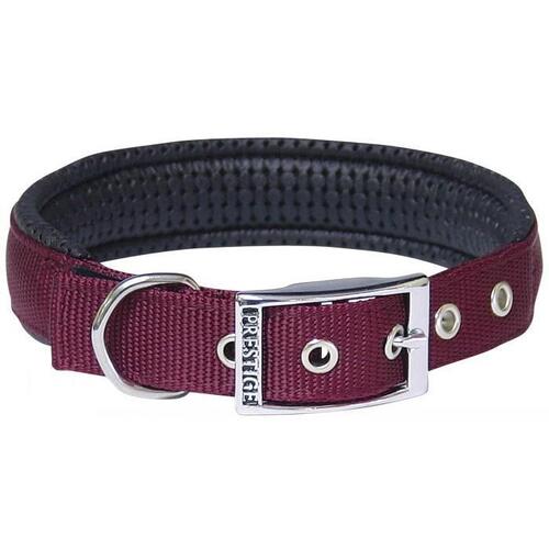 Prestige Pet Soft Padded Adjustable Dog Collar Burgundy 1 Inch x 56cm