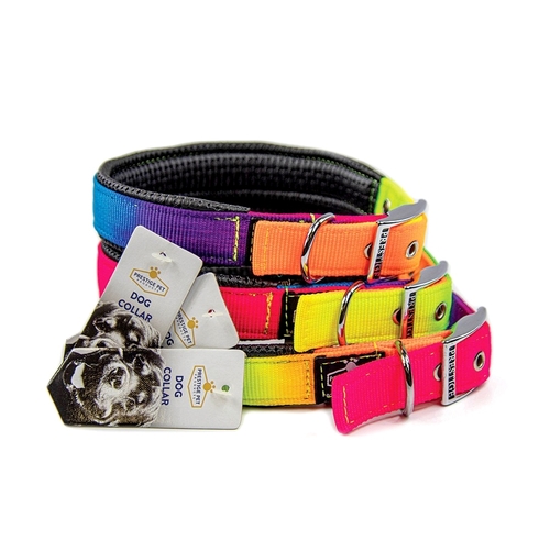 Prestige Pet Soft Padded Nylon Dog Collar Rainbow 1 x 22" 56cm