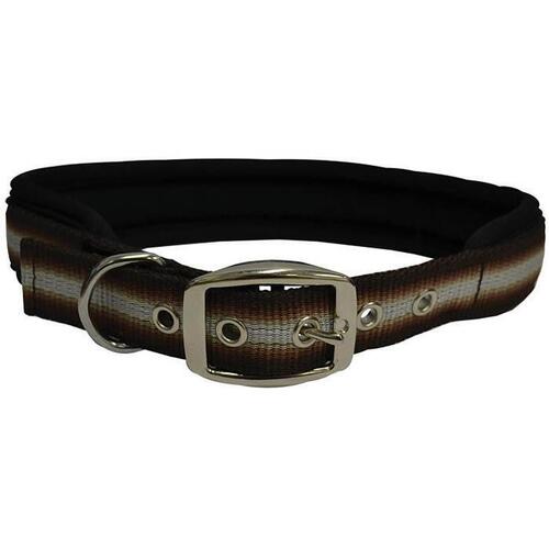 Zeez Memory Foam Padded Dog Collar Brown Ribbon 66cm