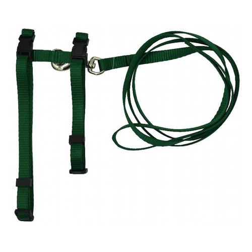 Prestige Pet Adjustable Cat/Puppy Harness w/ Leash 3/8 Inch Hunter Green