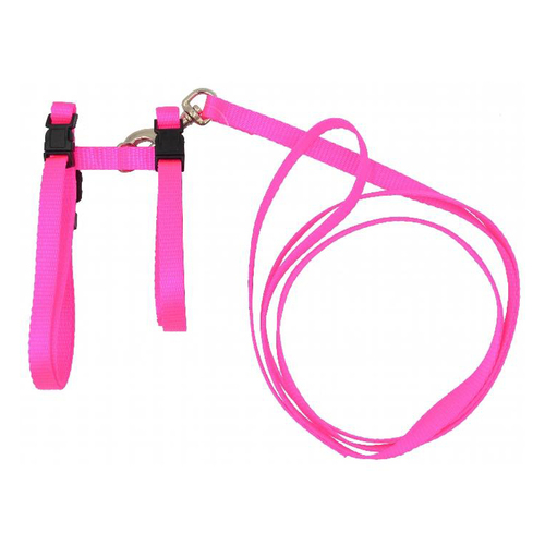 Prestige Pet Adjustable Cat/Puppy Harness w/ Leash 3/8 Inch Hot Pink