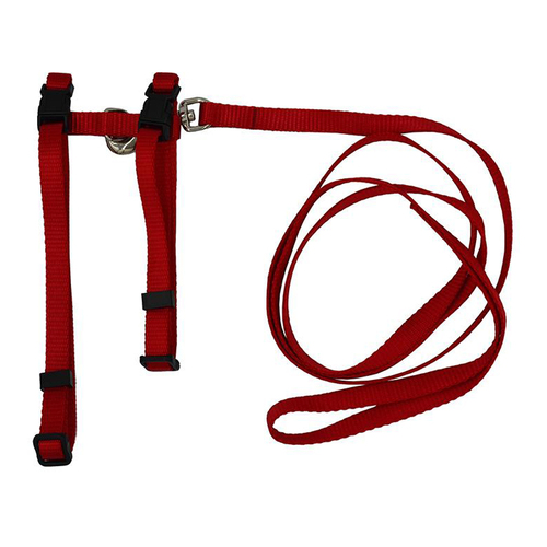 Prestige Pet Adjustable Cat/Puppy Harness w/ Leash 3/8 Inch Red