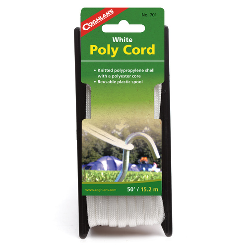 COGHLANS WHITE BRAIDED POLYPROPYLENE CORD ON A REUSABLE SPOOL - 15.2M (COG 701)