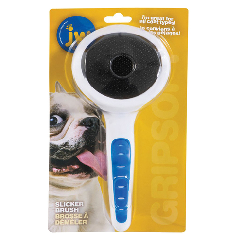 Gripsoft Slicker Brush Pet Grooming Tool for Dogs White Blue Large