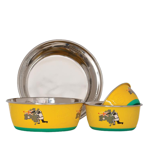 Zeez Sports Collection Cricket Stainless Steel Dog Bowls 1.85L