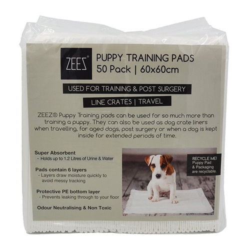 Zeez Puppy Training Pads for Training & Post Surgery 50 Pack 60 x 60cm