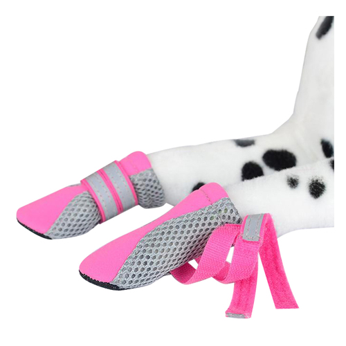 Zeez Dog Fashion Mesh Boots Non-Slip Sole Dog Boots Pink Medium