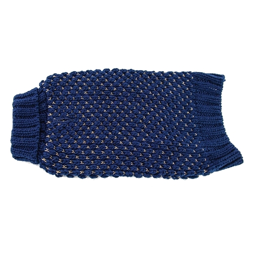 Zeez Knitted Indoor Pet Dog Sweater Navy with Gold Stitch Small 27cm