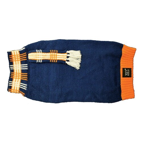 Zeez Knitted Dog Sweater w/ Scarf Navy XL 45cm