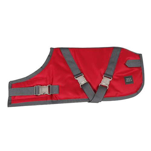 Zeez Supreme Waterproof Dog Coat Ruby Red/Grey 56cm Size 22