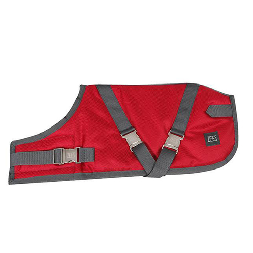 Zeez Supreme Waterproof Dog Coat Ruby Red/Grey 66cm Size 26