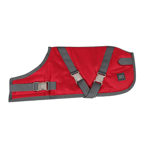 Zeez Supreme Waterproof Dog Coat Ruby Red/Grey 71cm Size 28