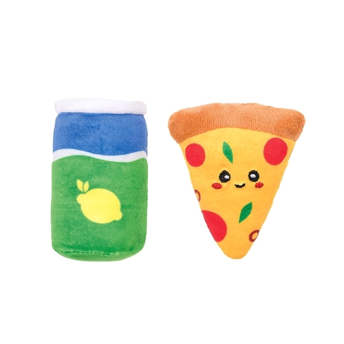 HugSmart Meow Buddies Kitten Party Pizza & Soda Cat Toy w/ Catnip 2 Pack