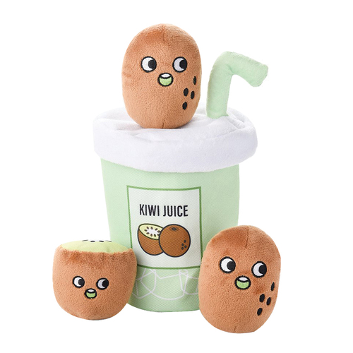 HugSmart Puzzle Hunter Food Party Kiwi Juice Interactive Dog Squeaker Toy