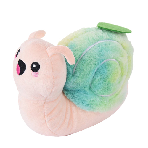 HugSmart Fuzzy Friendz Puppy Garden Snail Plush Dog Squeaker Toy