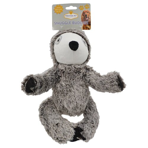 Prestige Pet Snuggle Buddies Sloth Plush Dog Squeaker Toy Grey Large