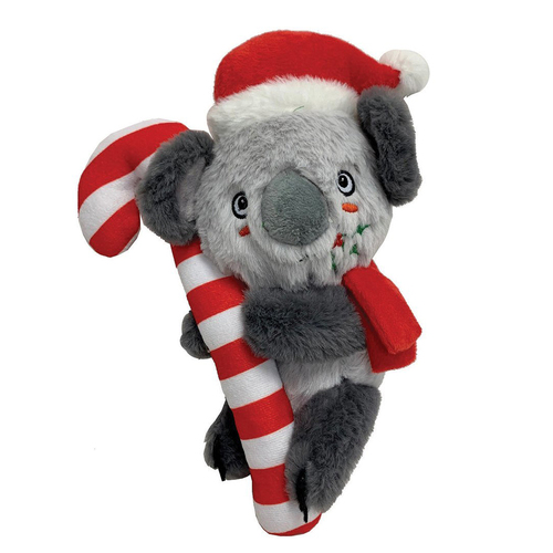 Snuggle Pals Christmas Koala w/ Candy Cane Pet Dog Squeaker Toy