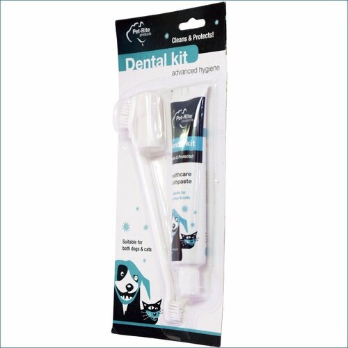 Pet-Rite Dental Kit Cats & Dogs Toothpaste & Finger Brush 70g 