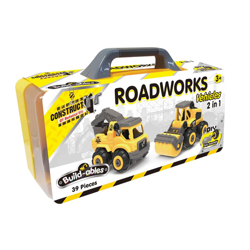 Construct It Build-ables 2-in-1 RoadWorks Vehicles 39 Pieces (BMS011325)