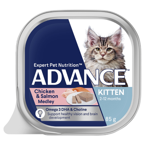 Advance Kitten 2-12 Months Wet Cat Food Chicken & Salmon Medley 7 x 85g