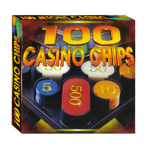 Casino Poker Chips Gambling Game in Plastic Tray 100 Pieces (CAS003244)