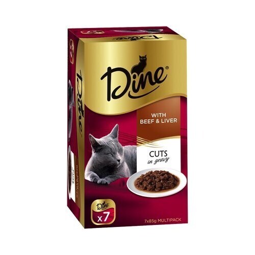 Dine w/ Beef and Liver Cuts in Gravy Wet Cat Food 7 x 85g