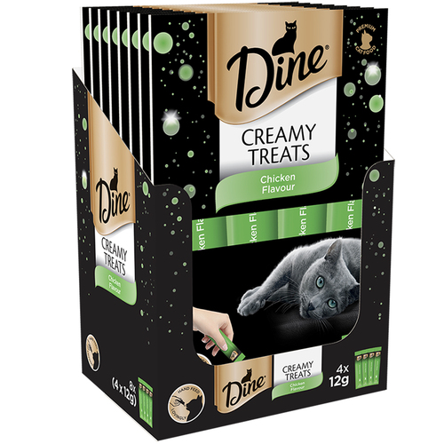 Dine Creamy Cat Food Treats Chicken Flavour 8 x (4 x 12g)