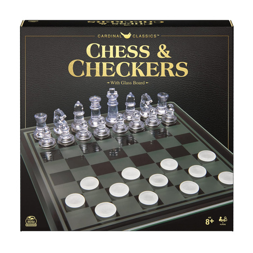 Cardinal Classics Chess & Checkers w/ Glass Board 2 Players Ages 8+ (CHS317204)