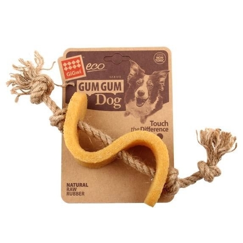 Gigwi Dog Chewing Toy Gum Gum Dog Dollar With Hemp Rope 