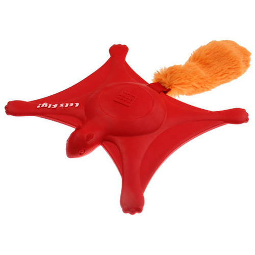 Gigwi Lets Fly Squirrel Squeaker Dog Toy Plush Red 